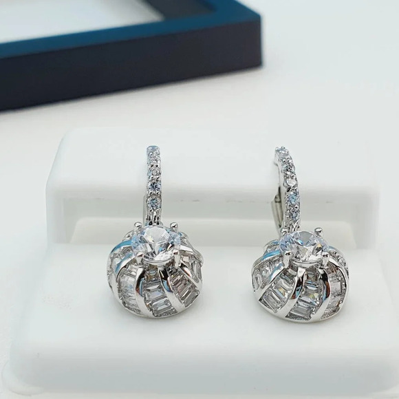 "925 Sterling Silver Cubic Zirconia Earrings, UU1P6A6111 - Picture 8 of 11
